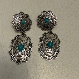 Shyanne Silver and Blue Floral Earrings